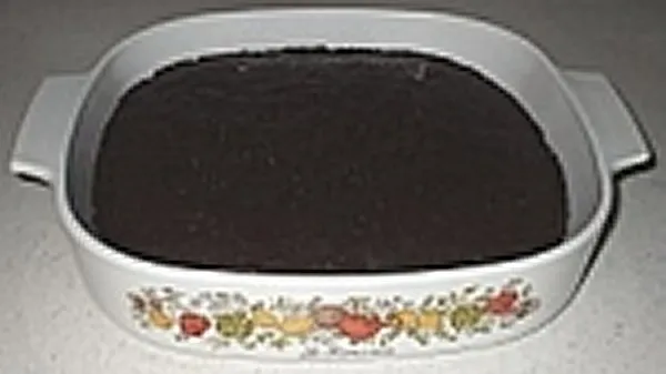 10 minute chocolate cake in a casserole dish.