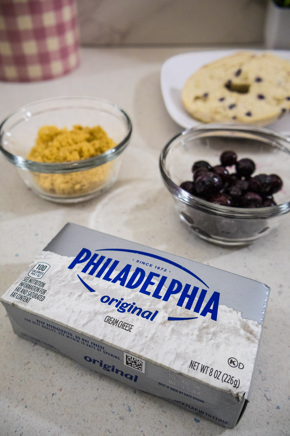 Ingredients needed to make Blueberry Cream Cheese Spread