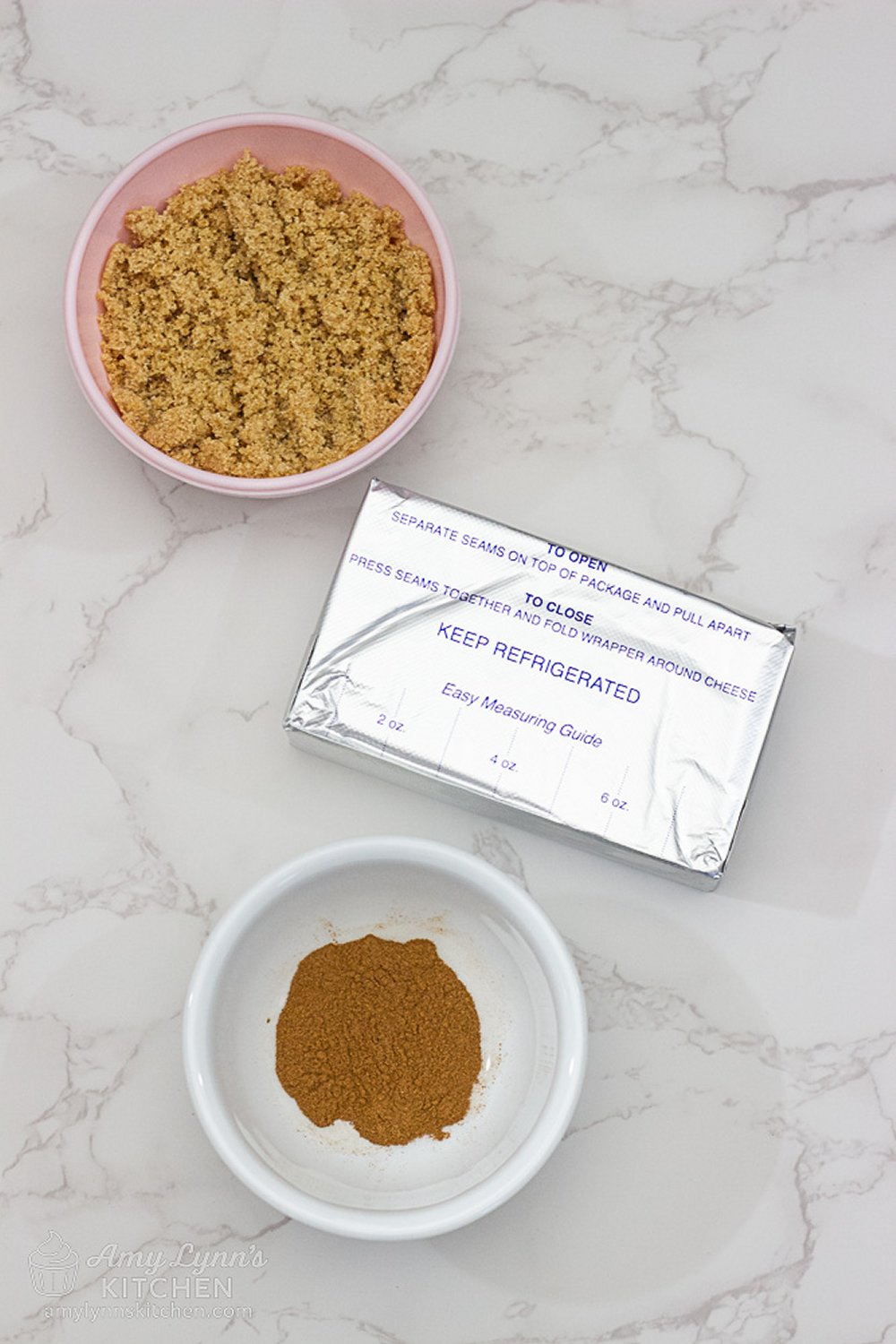 Ingredients needed to make Brown Sugar Cinnamon Cream Cheese