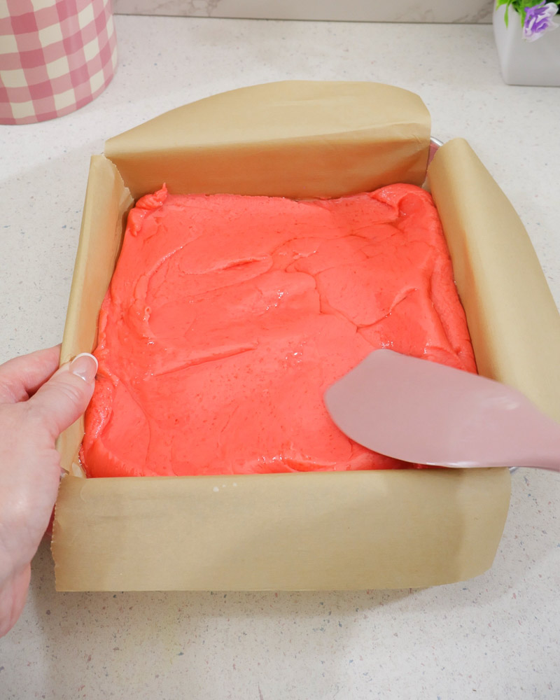 Mixure spread out evenly in prepared pan