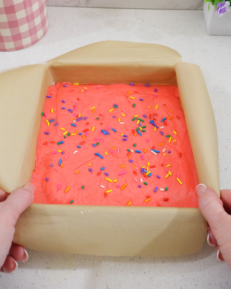Prepared fudge prior to being chilled