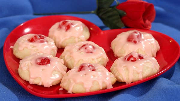 Cherry Glazed Valentine Cookies
