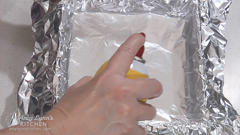 8x8 baking pan sprayed with non-stick cooking spray.