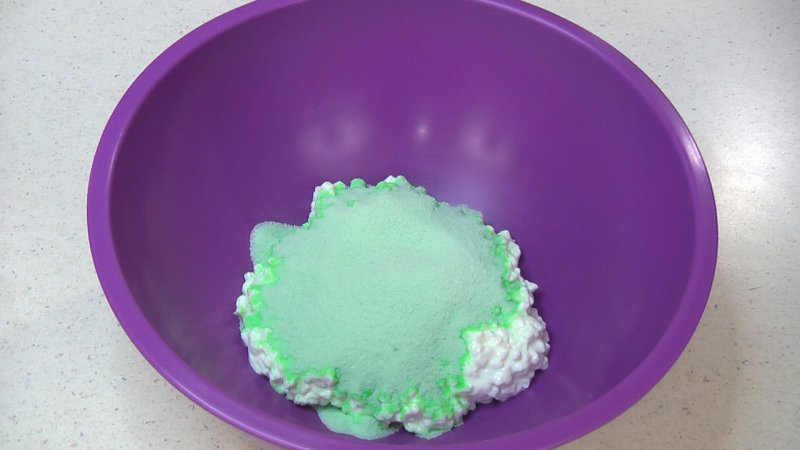 Add cottage cheese and lime flavored Jell-O
