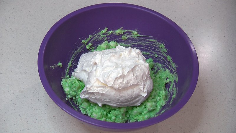 Add thawed whipped topping and gently fold it in