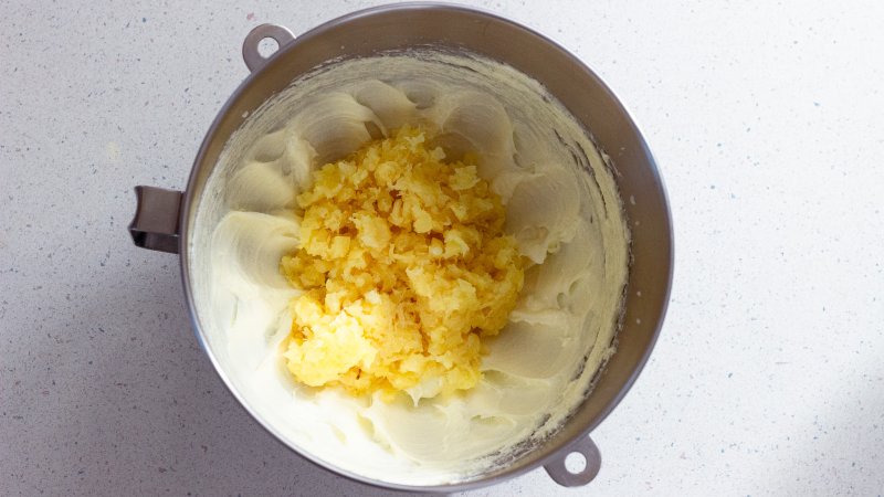 Add a 20 ounce can of crushed pineapple that has been drained very well.