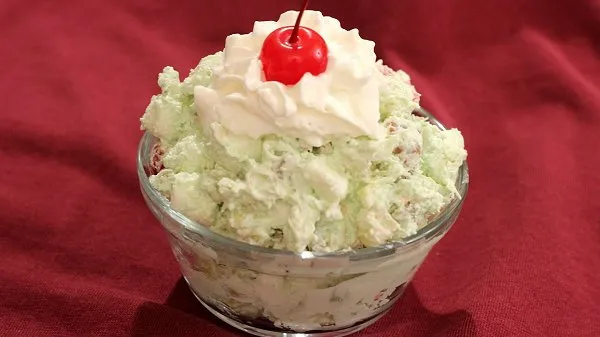 This pistachio fluff is a super easy recipe that uses instant pistachio pudding to make a delicious dessert.