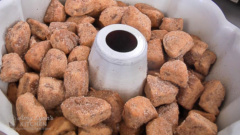 Repeat the process until you have used all of your cut cinnamon roll pieces.
