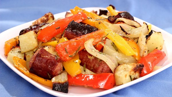 Roasted Sausage and Veggies with Rosemary